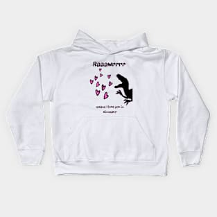 Dinosaur Love Heart valentines Kids Hoodie